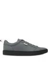 Hugo Boss Lace-up Leather Trainers In Gray