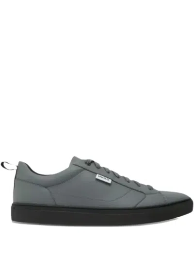 Hugo Boss Lace-up Leather Trainers In Gray