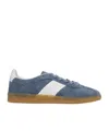 Hugo Boss Suede-leather Lace-up Trainers With Branding In Blue