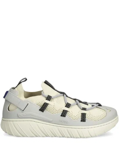 Hugo Boss Lace-up Panelled Sneakers In Gray