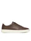 Hugo Boss Kieran Smooth Leather Tennis Sneaker Dark Brown In Brown