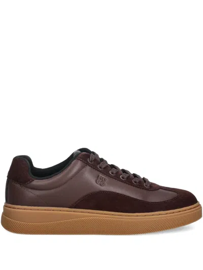 Hugo Boss Lace-up Sneakers In Burgundy