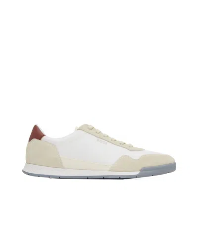 Hugo Boss Lace-up Trainers In 126-open White