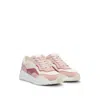 Hugo Boss Lace-up Trainers With Suede, Mesh And Faux Leather In Pink