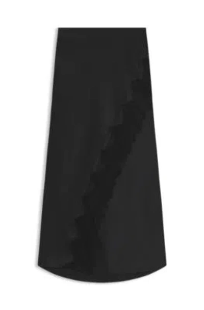 Hugo Boss Lace-trim Maxi Skirt With Wrap Front In Black
