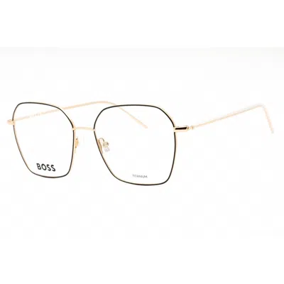 Hugo Boss Ladies Gold Tone Rectangular Eyeglass Frames Boss1398 In Metallic