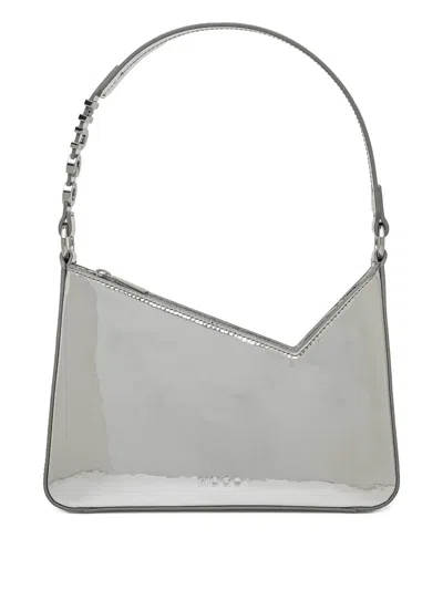 Hugo Boss Laminated Shoulder Bag In Silver