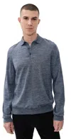 Hugo Boss Lancione Knit Collared Shirt Open Grey In Blue