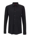 Hugo Boss Slim-fit Shirt In Stretch-cotton Satin With Piping In Black