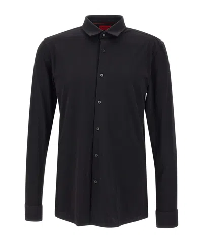 Hugo Boss Lapel Button Shirt In Black