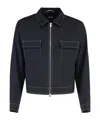 Hugo Boss Flap-pocket Contrast-stitching Jacket In Blue