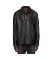 Hugo Boss Lapel Long Sleeve Leather Jacket In Black
