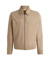 Hugo Boss Regular-fit Jacket In Soft Suede With Zip Front In Brown