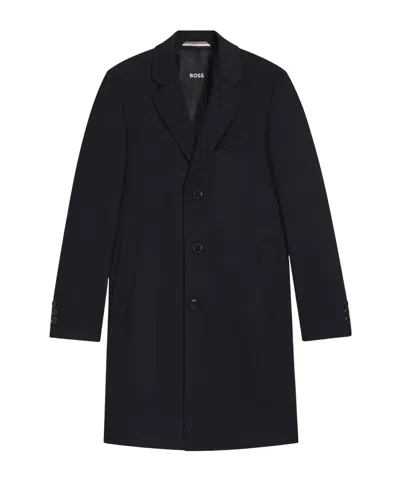 Hugo Boss Lapel Long-sleeved Coat In Black