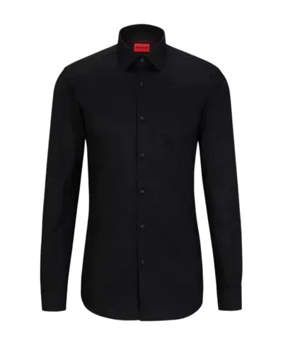 Hugo Boss Lapel Long-sleeved Shirt In Black