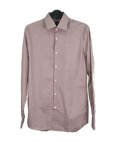 Hugo Boss Lapel Long-sleeved Shirt With Small Plaid Pattern In Multicolor