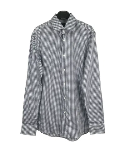 Hugo Boss Lapel Long-sleeved Small Plaid Shirt In Gray