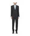 Hugo Boss Huge Genius Dark Blue Solid Two Button Notch Lapel Wool Suit In Black