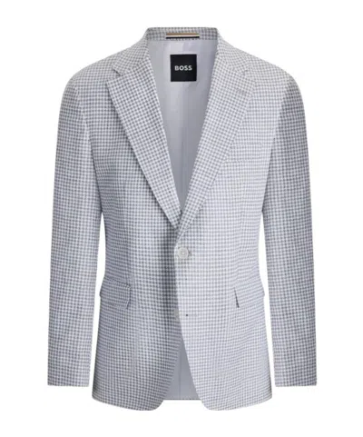 Hugo Boss Lapel Long-sleeved Suit Jacket In Gray
