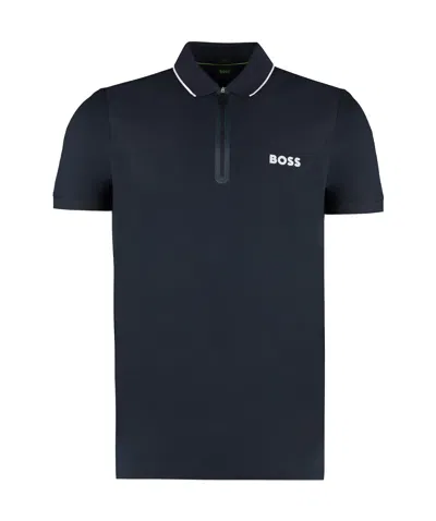 Hugo Boss Lapel Short-sleeved Polo Shirt In Black