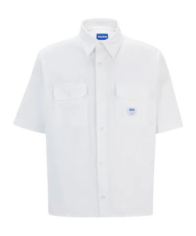 Hugo Boss Lapel Short-sleeved Shirt In White