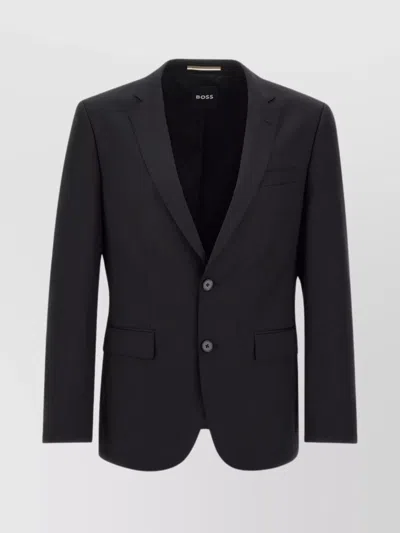 Hugo Boss Single-breasted Blazer In Black Cotton