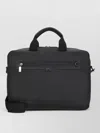 Hugo Boss Briefcase Textured Finish Adjustable Strap Handles In Black