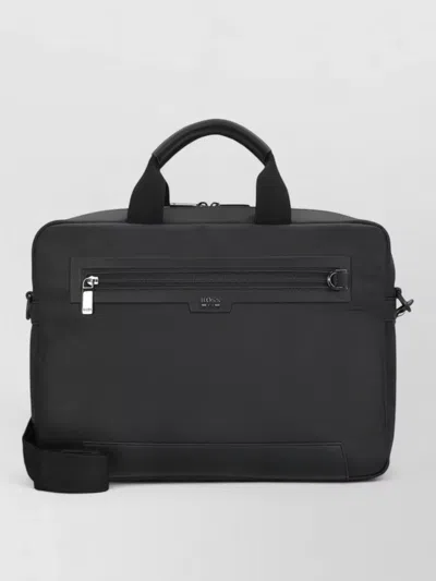 Hugo Boss Laptop Shoulder Bag Top Handles Strap In Black
