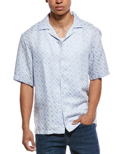 Hugo Boss Lars Linen-blend Shirt In Blue