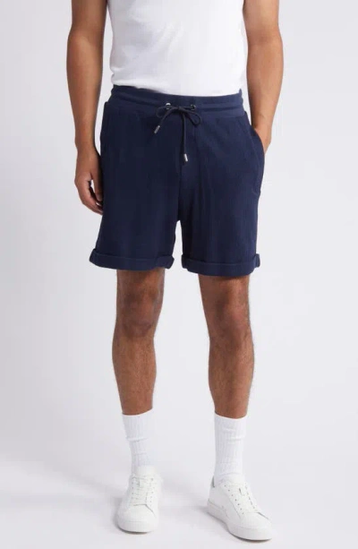 Hugo Boss Lasdun Cotton Gauze Drawstring Shorts In Dark Blue