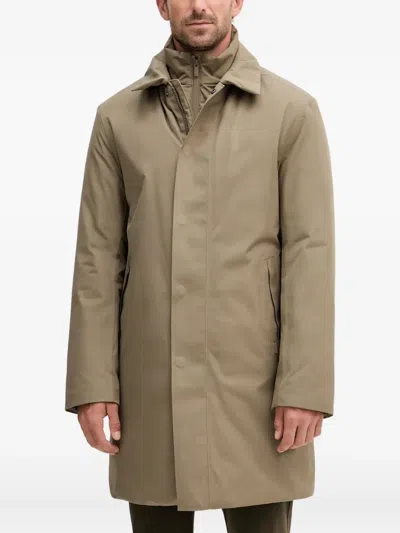 Hugo Boss Layered Coat In Green