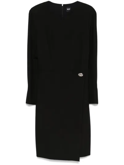 Hugo Boss Layered-detail Midi Dress In Black