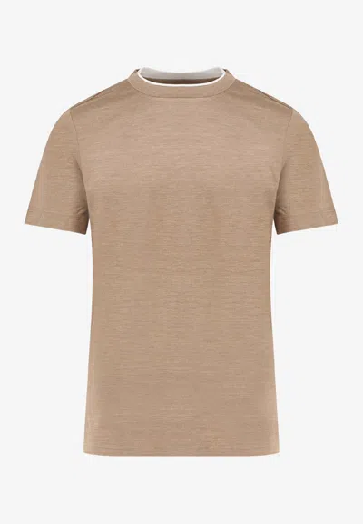 Hugo Boss Layered Logo T-shirt In Brown