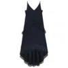 Hugo Boss Layered Satin Dress With Silk Inserts In Blue
