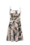 Hugo Boss Leaf Pattern A-line Dress In White Print Cotton In White