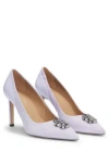 Hugo Boss Leather And Suede Pumps With Double B Monogram Trim In Purple