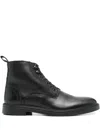 Hugo Boss Half Boots In Grained Leather With Signature-stripe Tape In Black