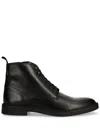 Hugo Boss Half Boots In Grained Leather With Signature-stripe Tape In Black
