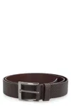 Hugo Boss Textured Woven Leather Belt With Adjustable Length In Brown