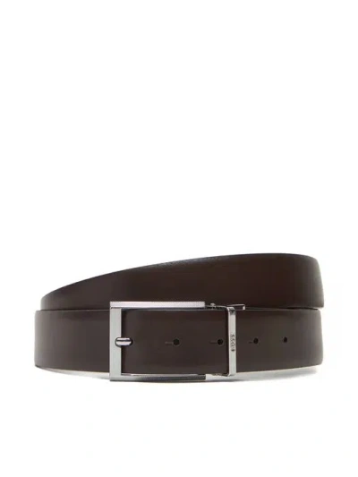 Hugo Boss Leather Belt In Brown