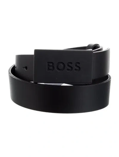 Pre-owned Hugo Boss Leather Belt W/ Tags In Black