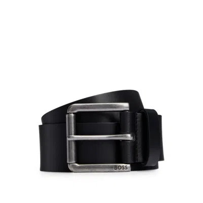 Hugo Boss Leather Belt With Branded Pin Buckle In Black
