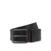 Hugo Boss Leather Belt With Brushed-gunmetal Buckle In Black
