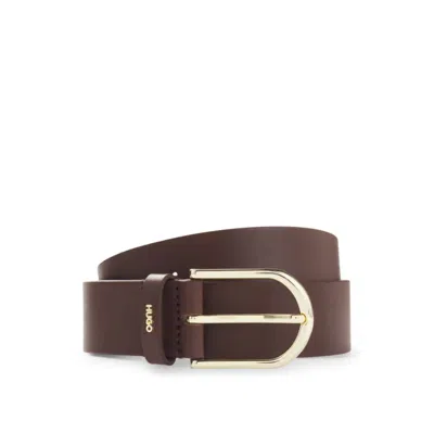Hugo Boss Leather Belt With Gold-tone Hardware In Brown