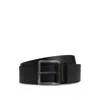 Hugo Boss Leather Belt With Logo Buckle In Black