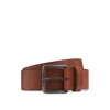 Hugo Boss Leather Belt With Logo Buckle In Brown