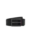 Hugo Boss Leather Belt With Logo-plate Keeper In Black