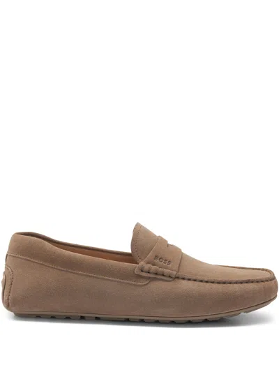 Hugo Boss Leather Boat Shoes In Multi