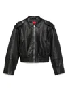 Hugo Boss Leather Bomber Jacket In Black