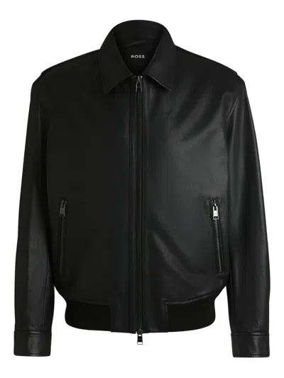 HUGO BOSS LEATHER BOMBER JACKET